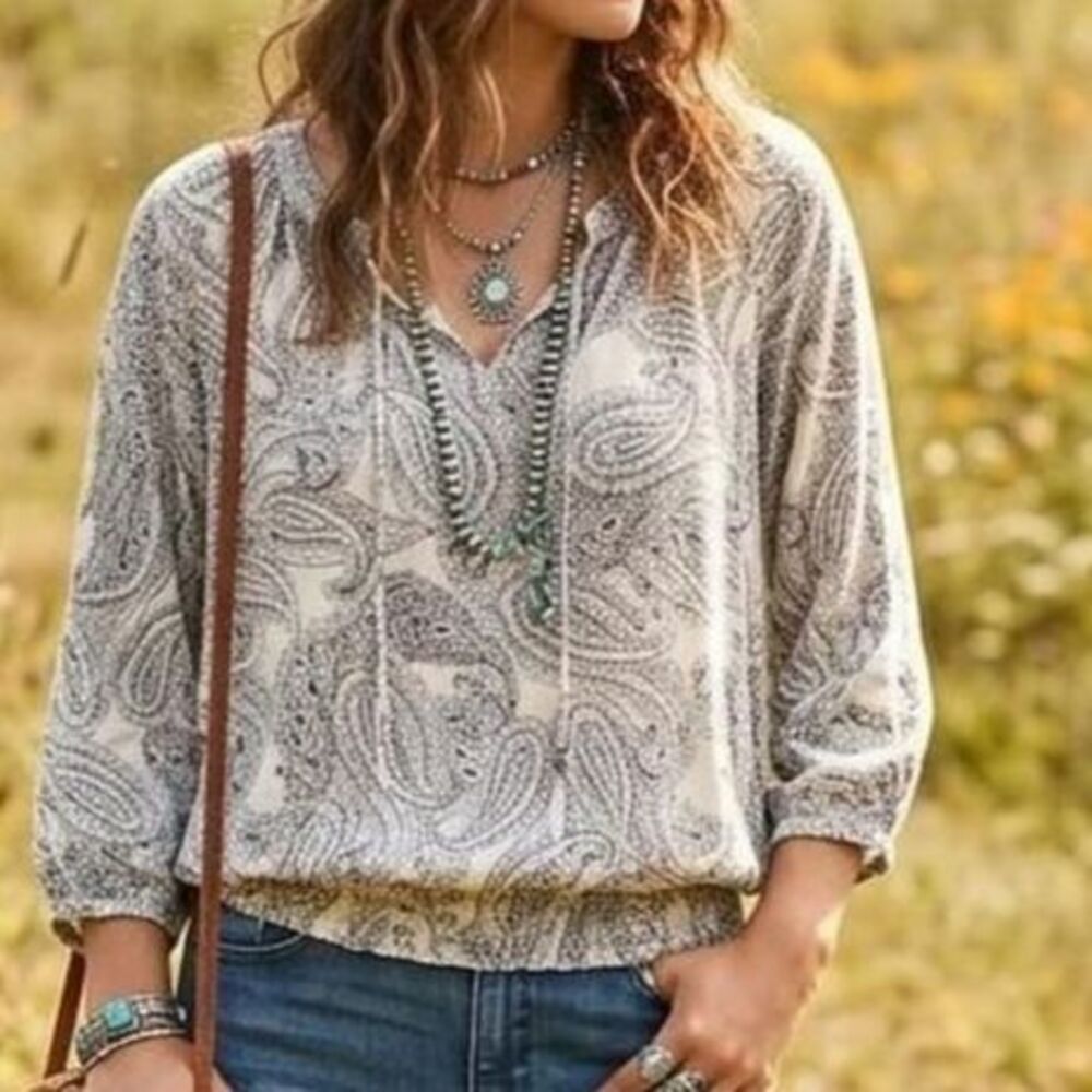 Como Vintage Boho Paisley Tunic Top | Size M Peasant indie relaxed  boho, indie